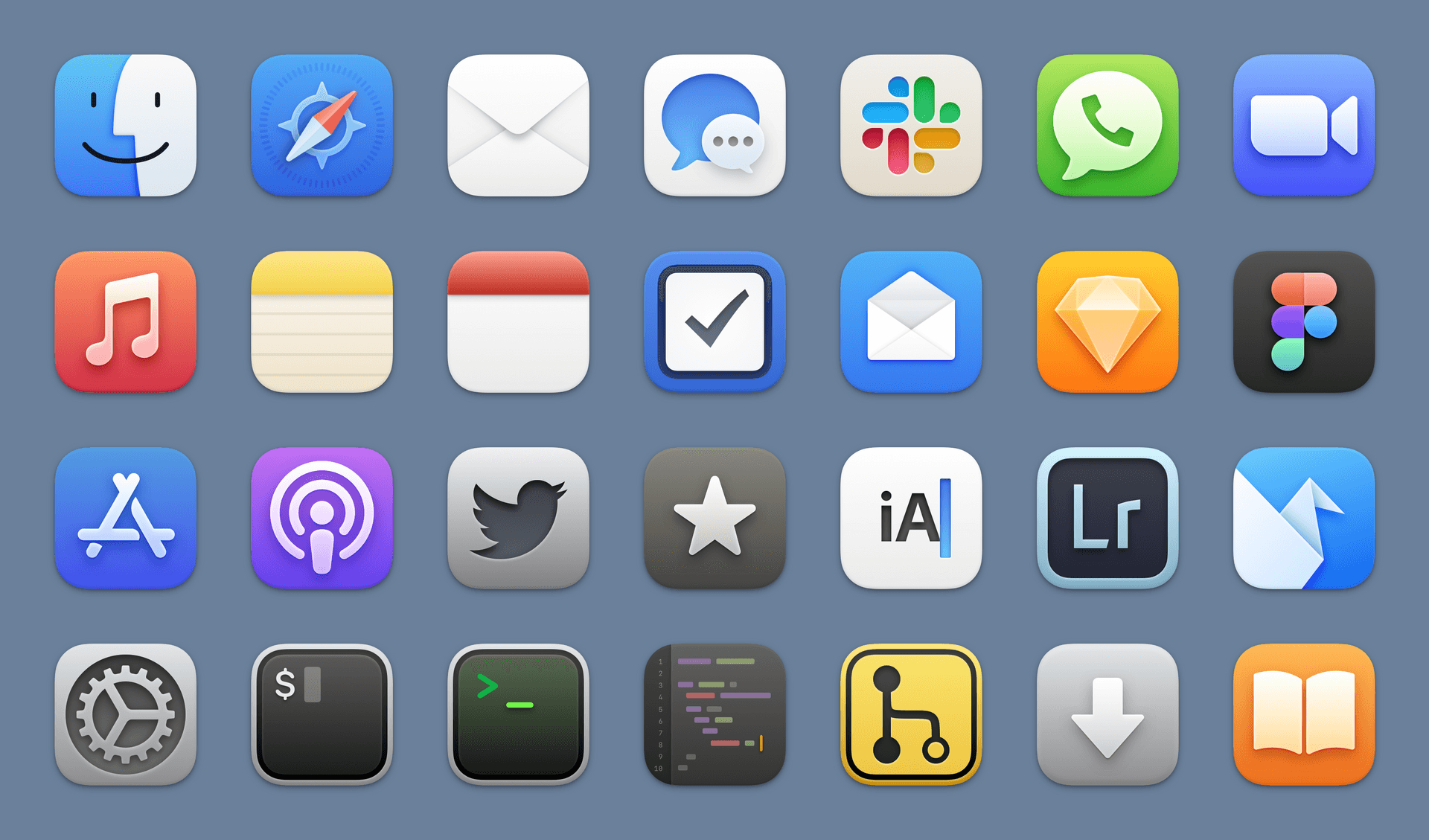A grid of macOS inspired icons.