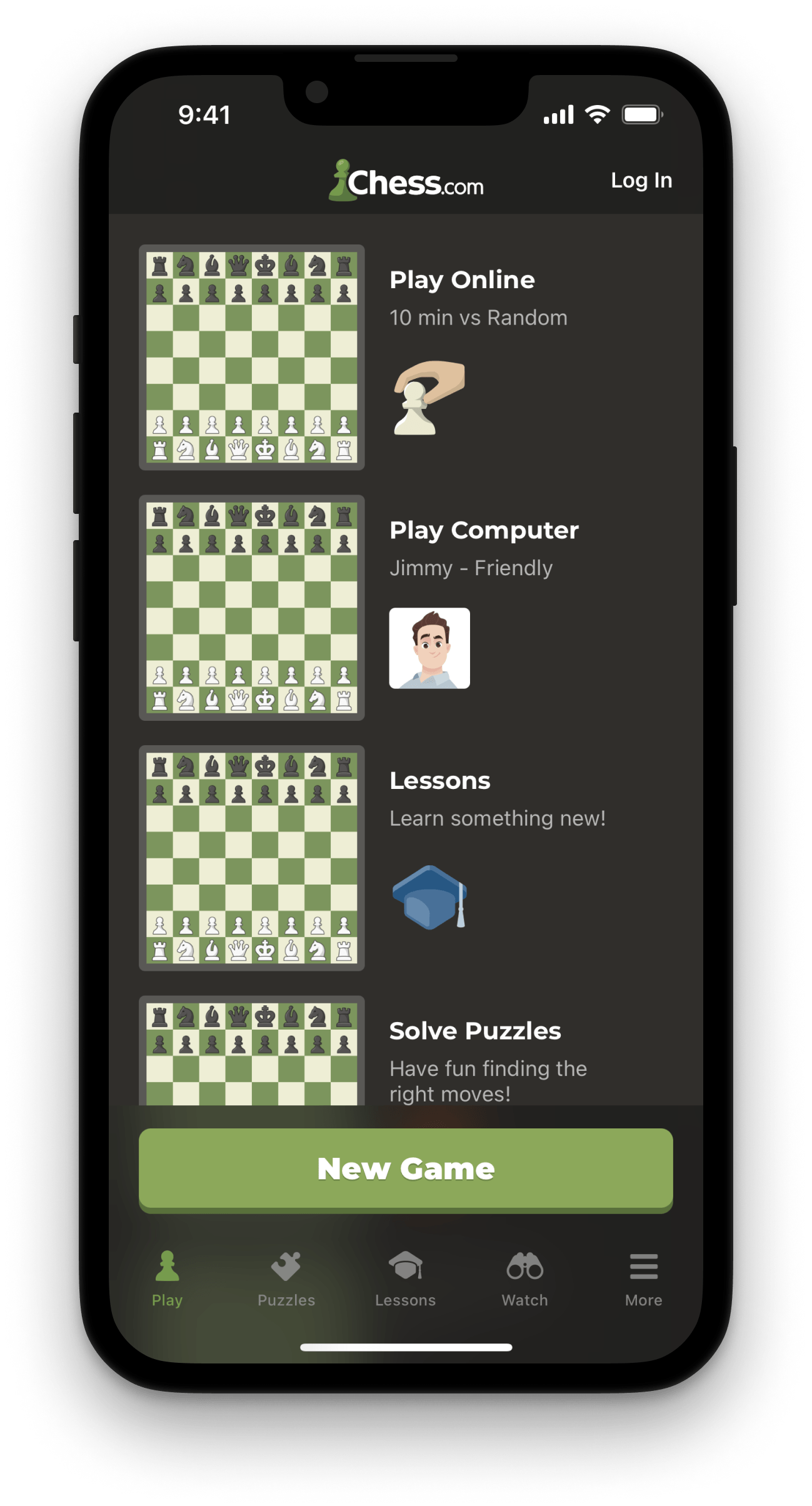 Chess app mockups.