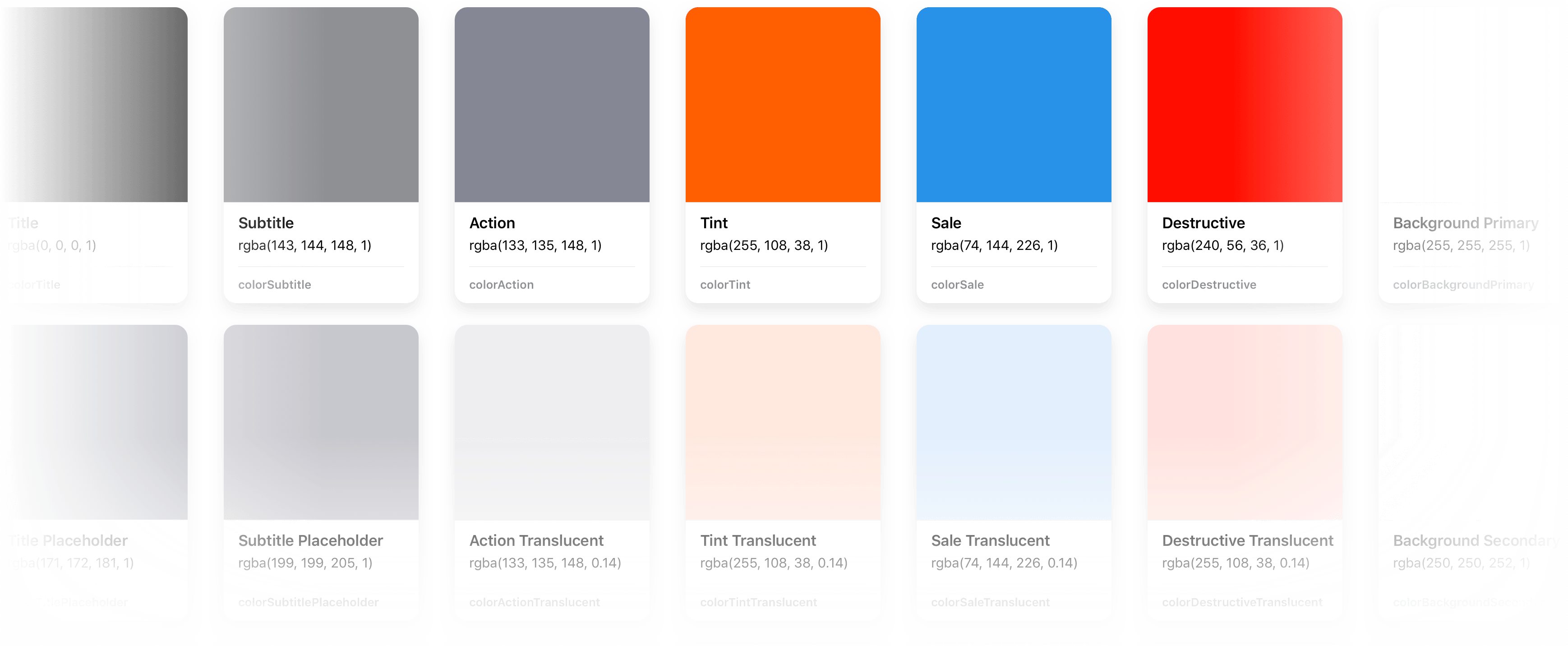 Design system colors mockup.