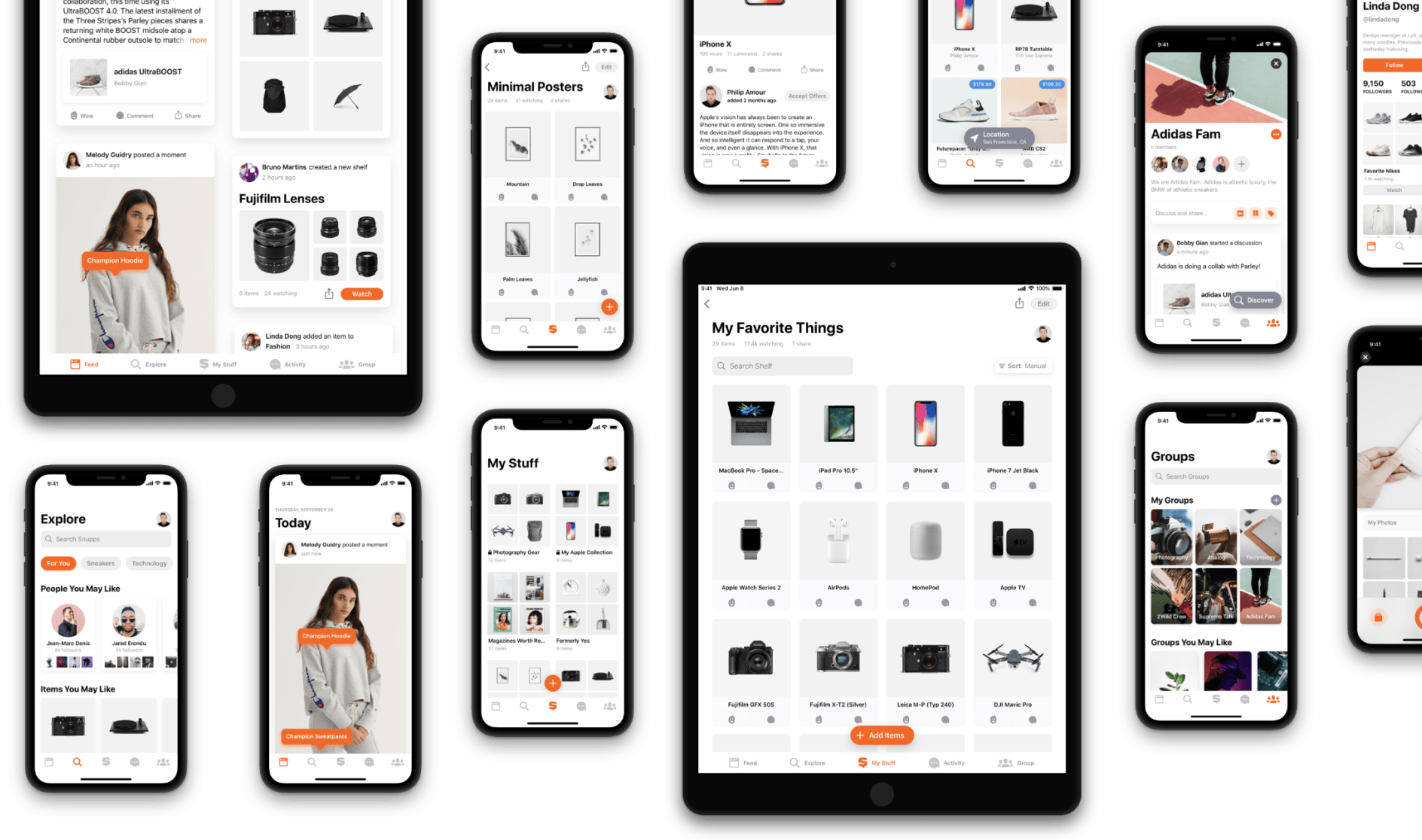 Snupps app mockups.