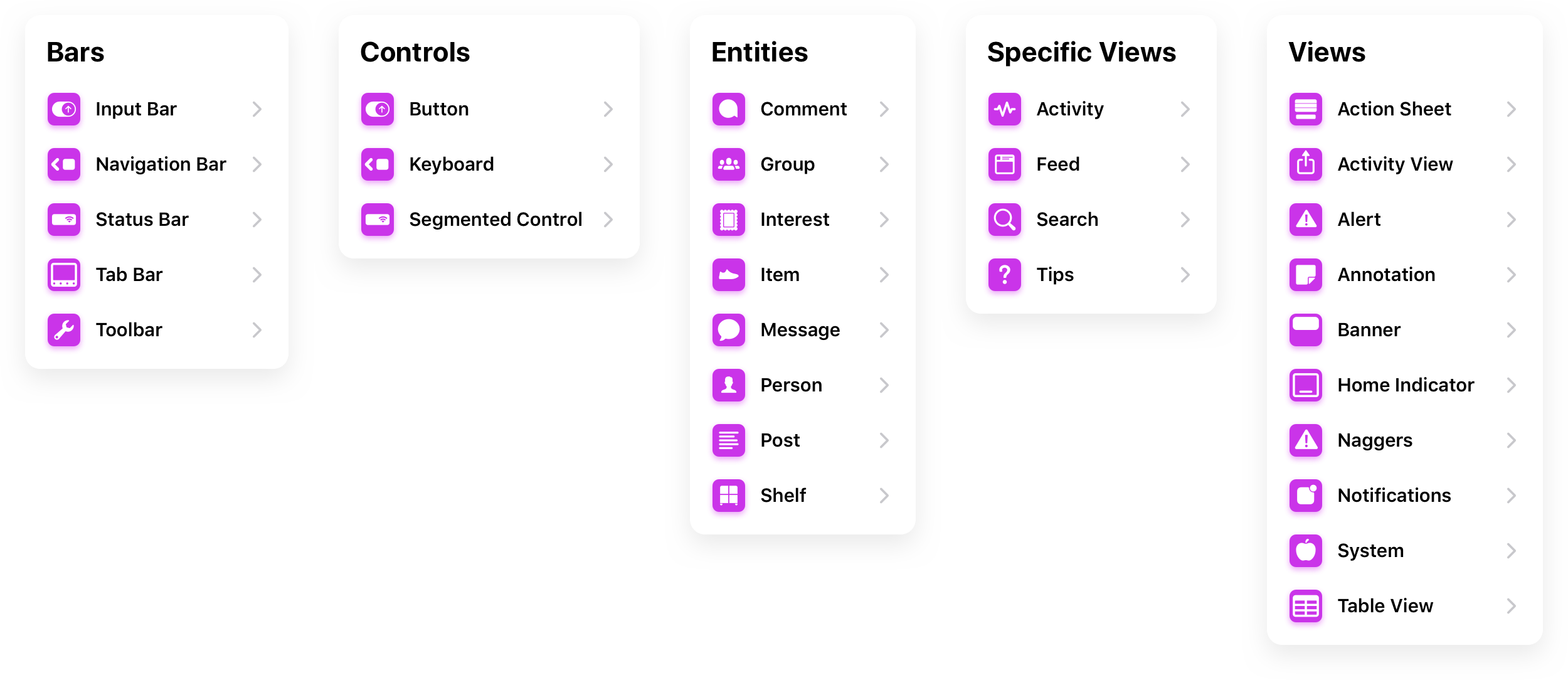 Design system components mockup.