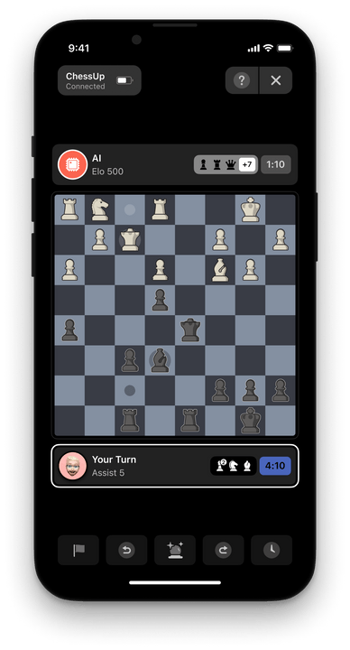 A Chess Up app on an iPhone.