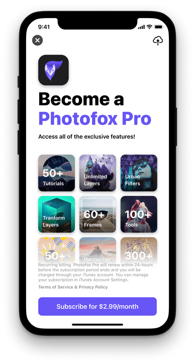A Photofox app on an iPhone.